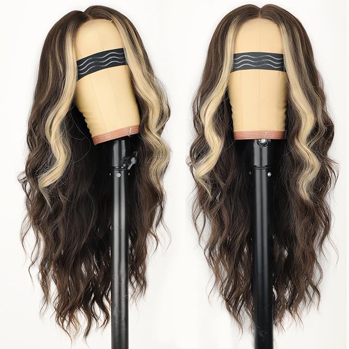 Dark Brown Mixed Light Synthetic  Wig 