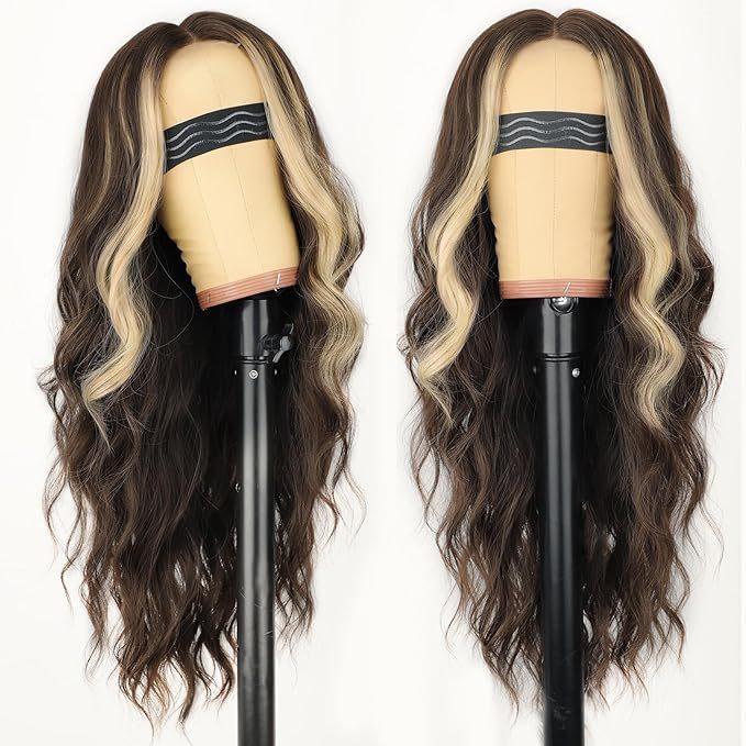 Dark Brown Mixed Light Synthetic  Wig 