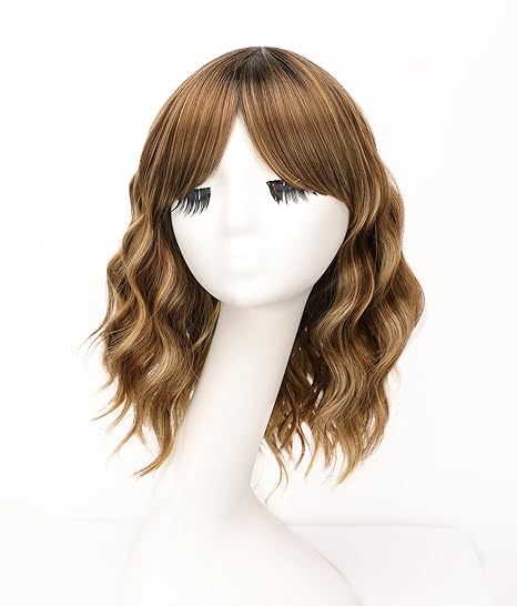 Honey Blonde Curly Bob Synthetic Wig 