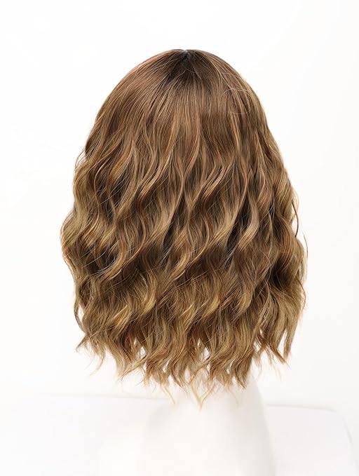 Honey Blonde Curly Bob Synthetic Wig 