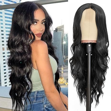 Black Wavy Synthetic Wig  