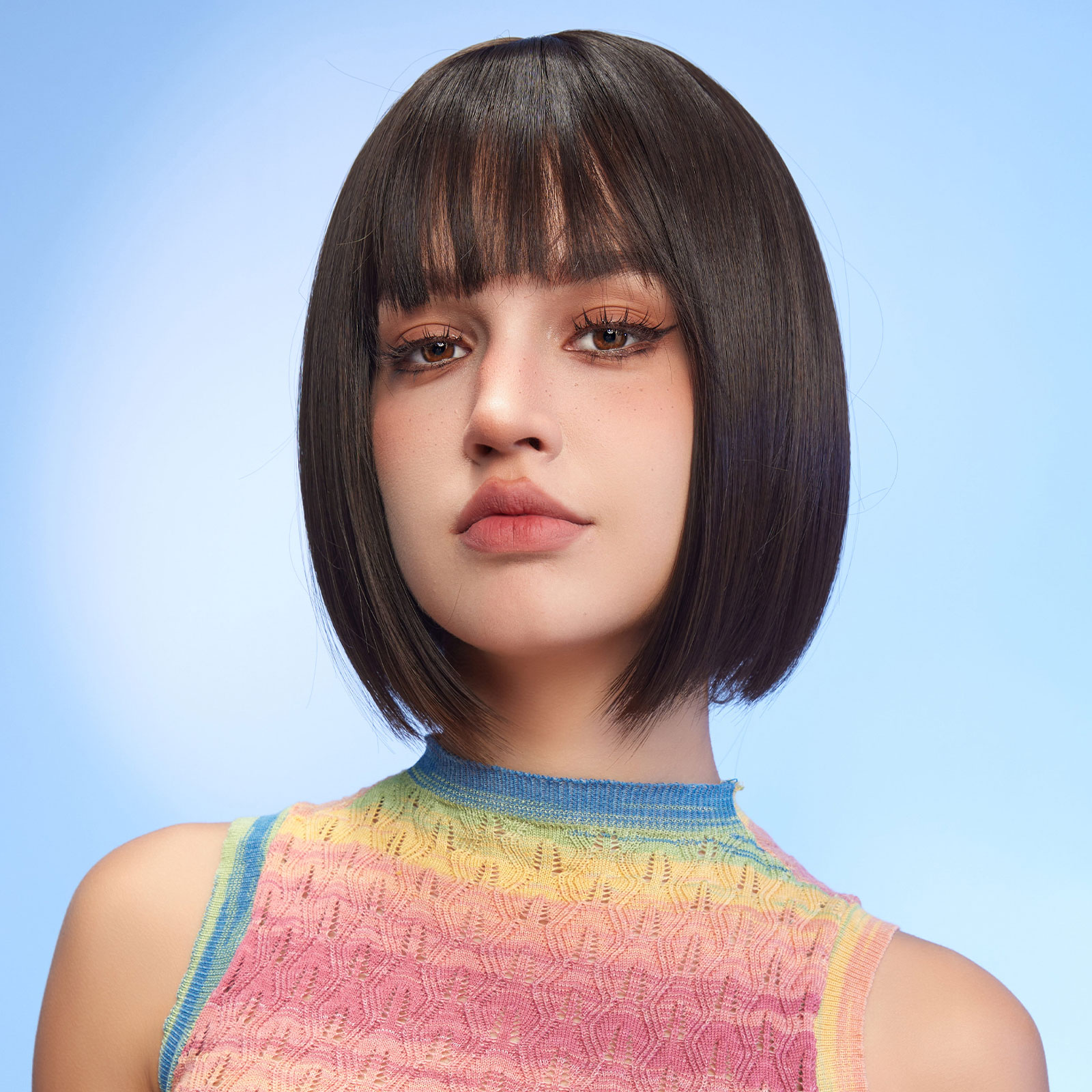 Black bob Straight synthetic wigs