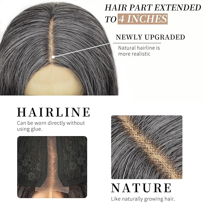 Gray And White SyntheticWig