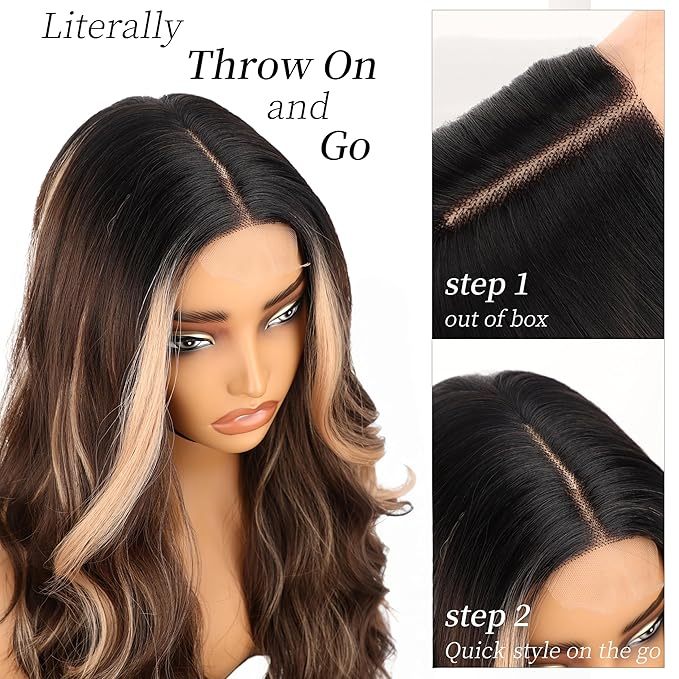 Dark Brown Mixed Light Synthetic  Wig 