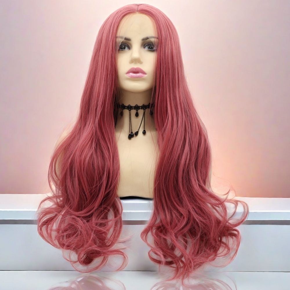 red Synthetic Front Lace Wig