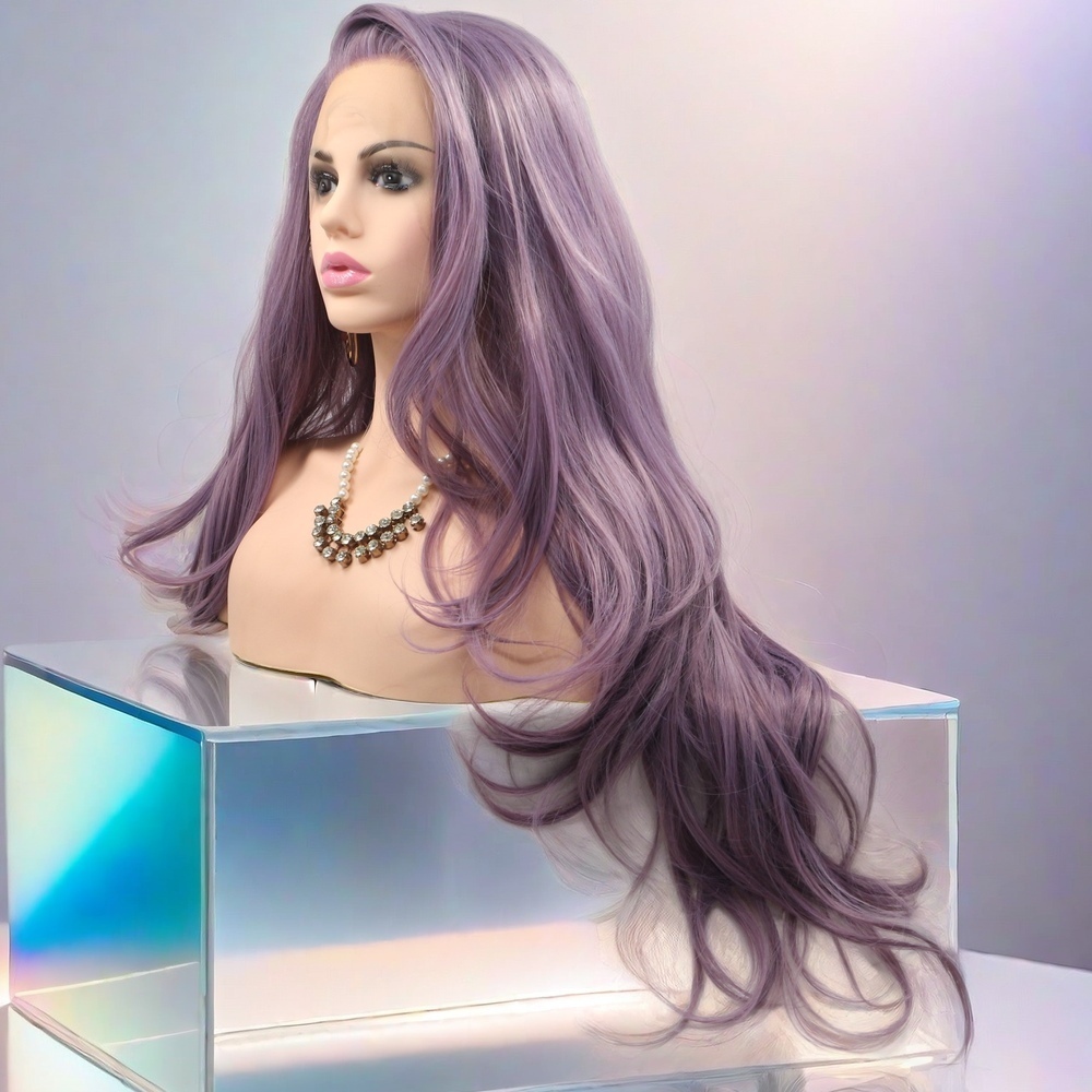 Long purple wave Synthetic Front Lace Wig