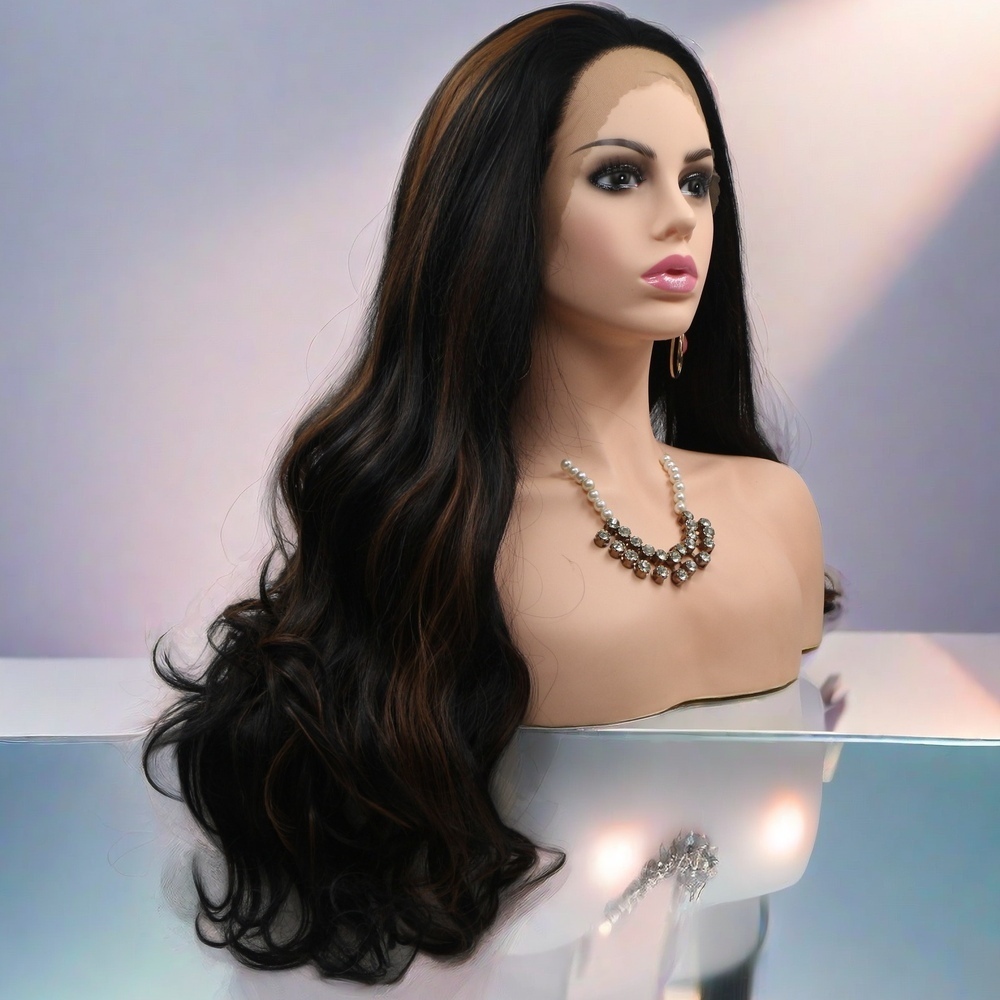 Black wavy  Synthetic Front Lace Wig