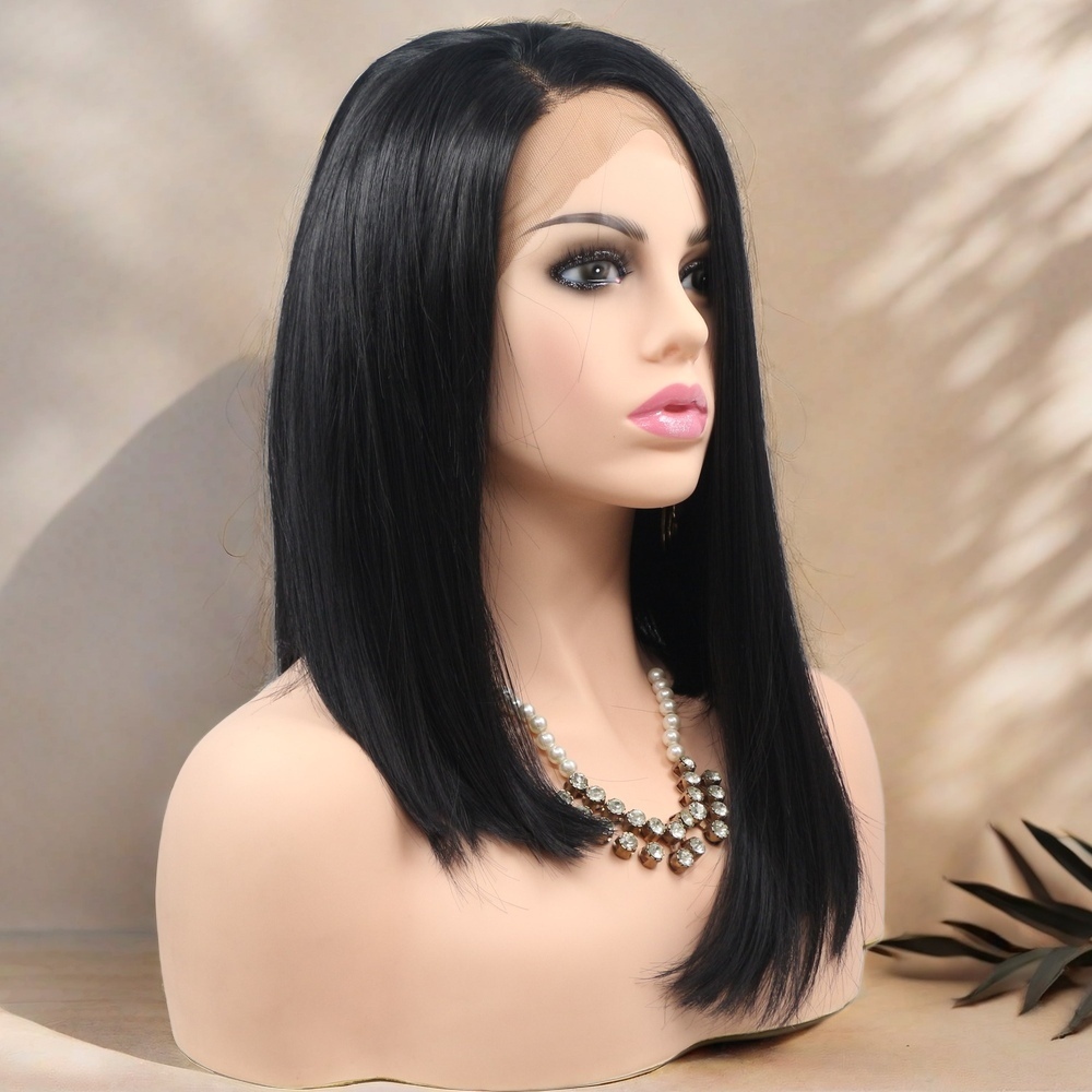 Black Straight Bob Synthetic Front Lace Wig