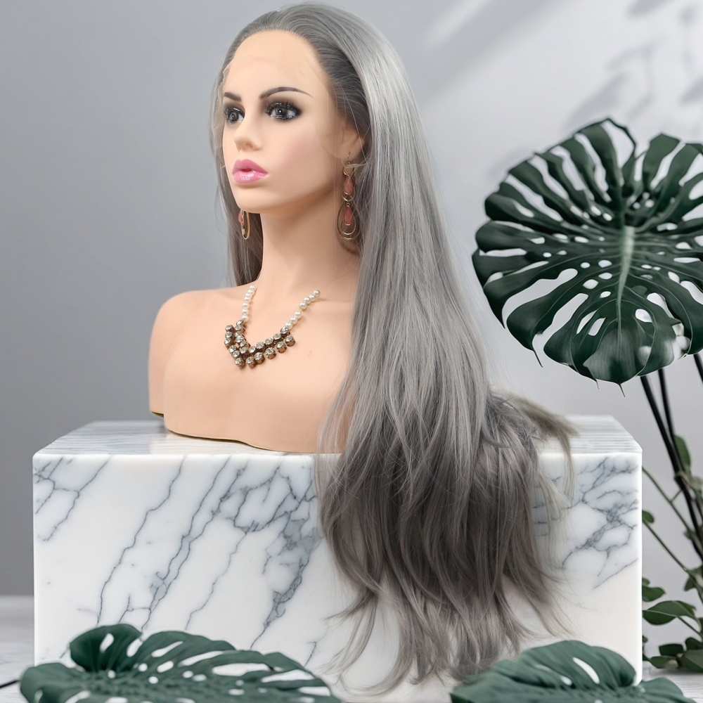 Grey wavy Synthetic Front Lace Wig