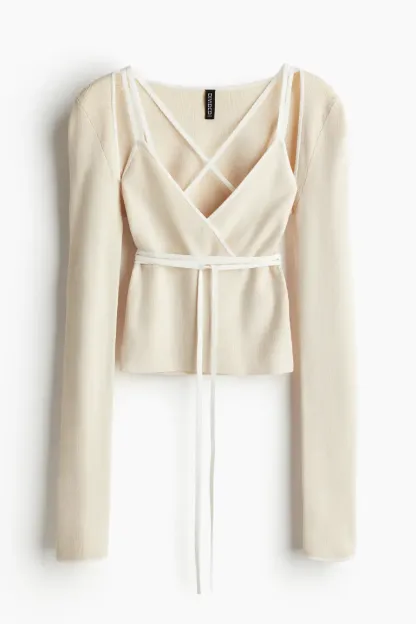 Ensemble boléro et haut en maille c?telée 2 pièces