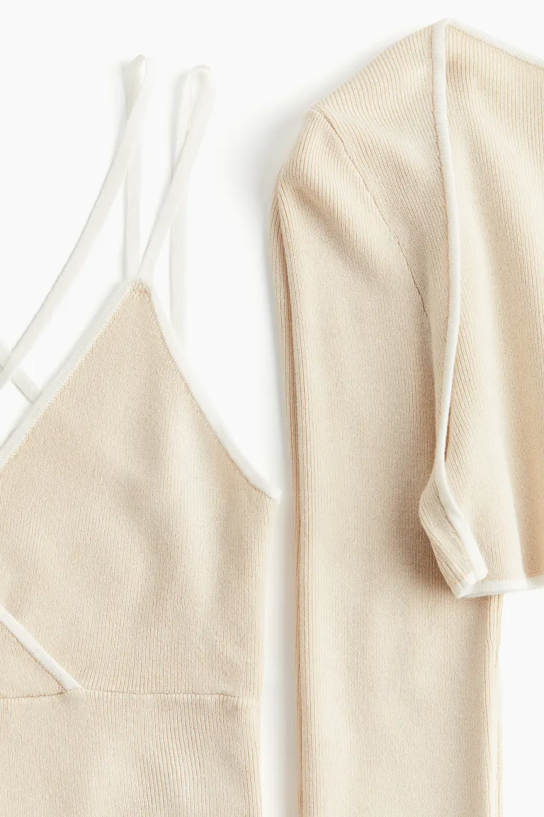 Ensemble boléro et haut en maille c?telée 2 pièces