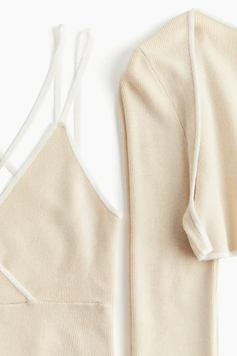 Ensemble boléro et haut en maille c?telée 2 pièces