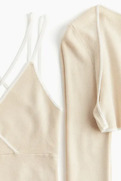 Ensemble boléro et haut en maille c?telée 2 pièces