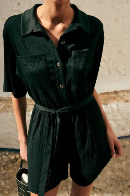 Combishort en jersey texturé