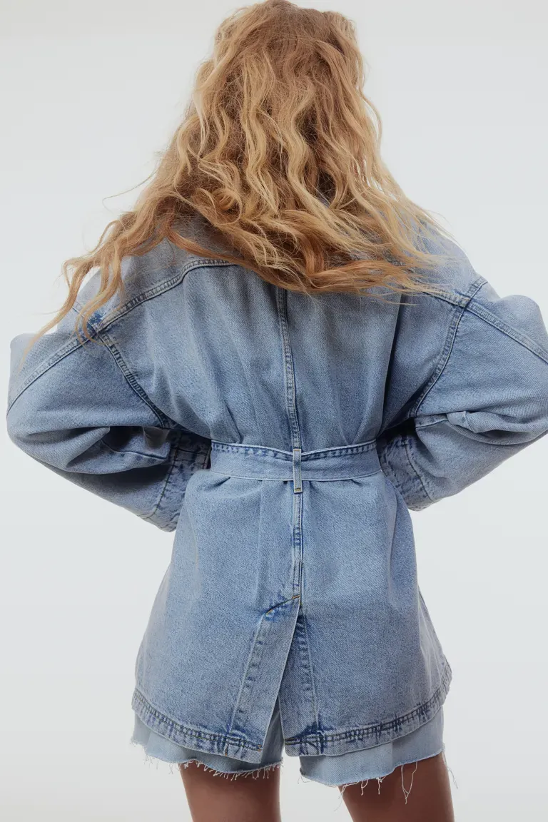 Veste en jean à ceinture nouée