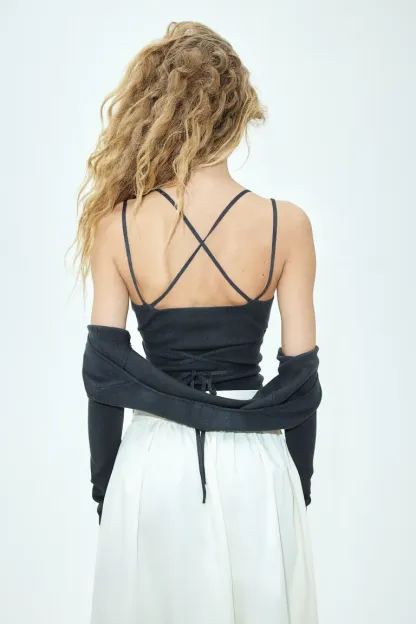 Ensemble boléro et haut en maille c?telée 2 pièces