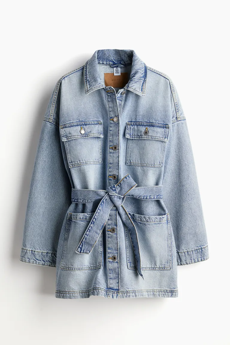 Veste en jean à ceinture nouée