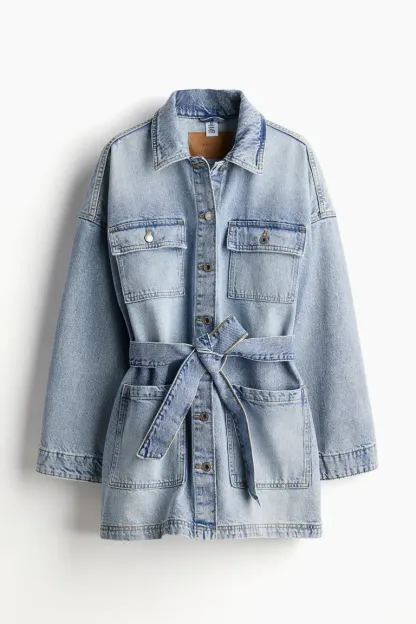 Veste en jean à ceinture nouée