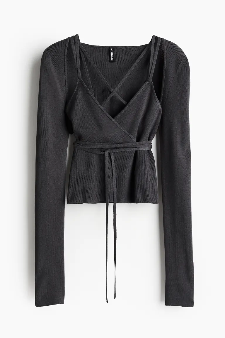 Ensemble boléro et haut en maille c?telée 2 pièces