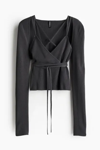 Ensemble boléro et haut en maille c?telée 2 pièces