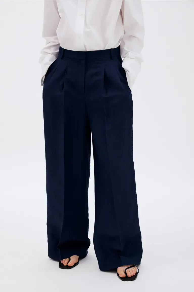 Pantalon habillé en lin mélangé