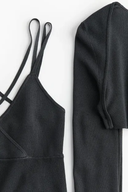 Ensemble boléro et haut en maille c?telée 2 pièces