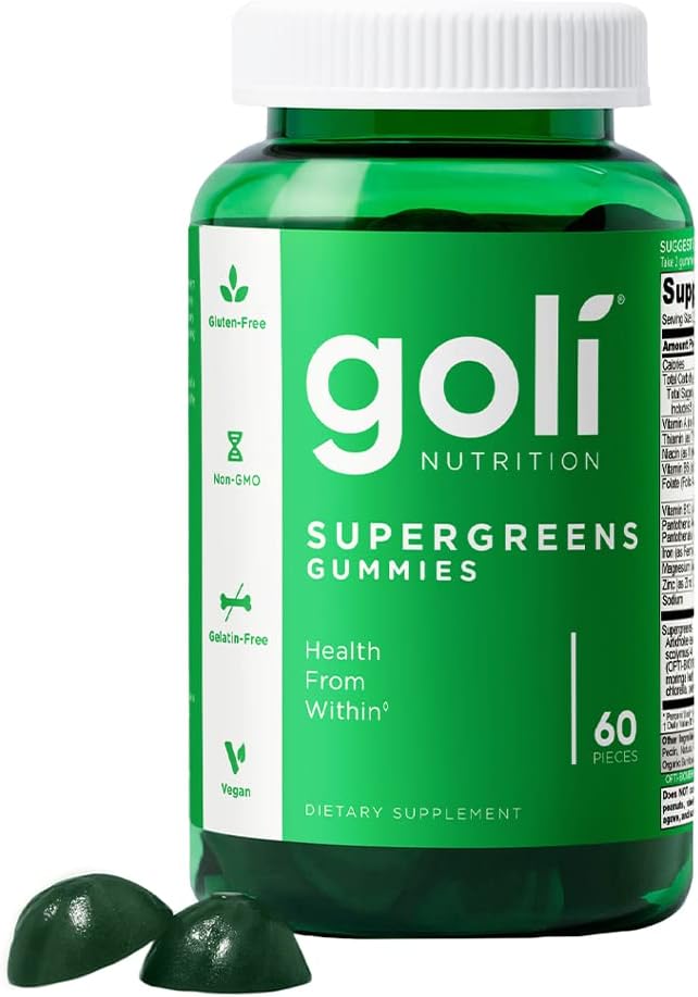  Goli SuperGreen Vitamin Gummy - 60 Count - Essential Vitamins and Minerals - Plant-Based, Vegan, Gluten-Free & Gelatin Free - Health from Within