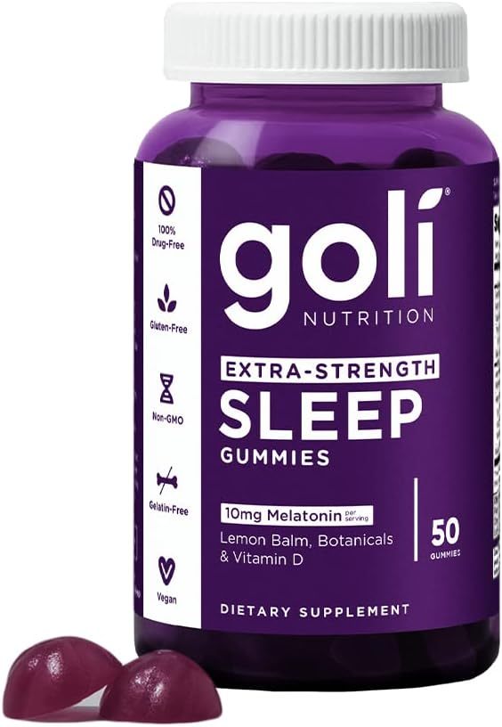 Goli Nutritional Supplement, Extra Strength Sleep Gummy 10mg Melatonin - 1 Pack 50 Count - Gluten-Free, Vegan, Non-GMO, and Gelatin-Free