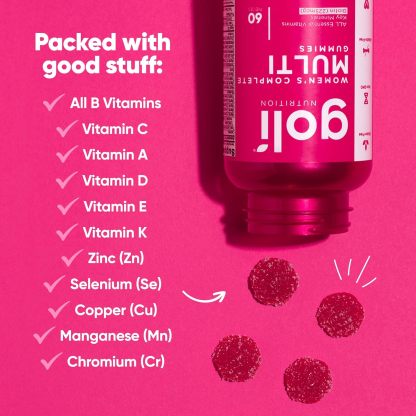 Goli Women’s Multivitamin Gummies - 60 Count - All 13 Essential Vitamins, and Key Minerals - Kosher, Gluten-Free, Vegan, and Non-GMO