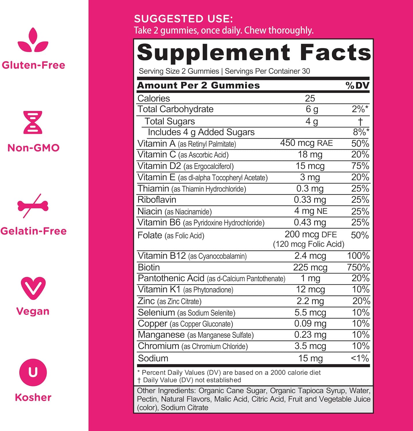 Goli Women’s Multivitamin Gummies - 60 Count - All 13 Essential Vitamins, and Key Minerals - Kosher, Gluten-Free, Vegan, and Non-GMO