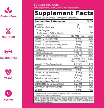 Goli Women’s Multivitamin Gummies - 60 Count - All 13 Essential Vitamins, and Key Minerals - Kosher, Gluten-Free, Vegan, and Non-GMO