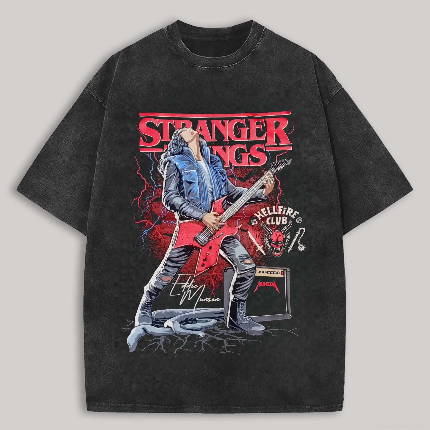 Stranger Things Eddie Munson Unisex Washed T-Shirt