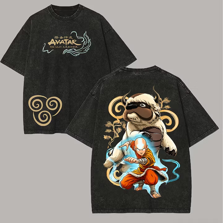 Avatar: The Last Airbender Aang Printed Unisex Washed T-Shirt