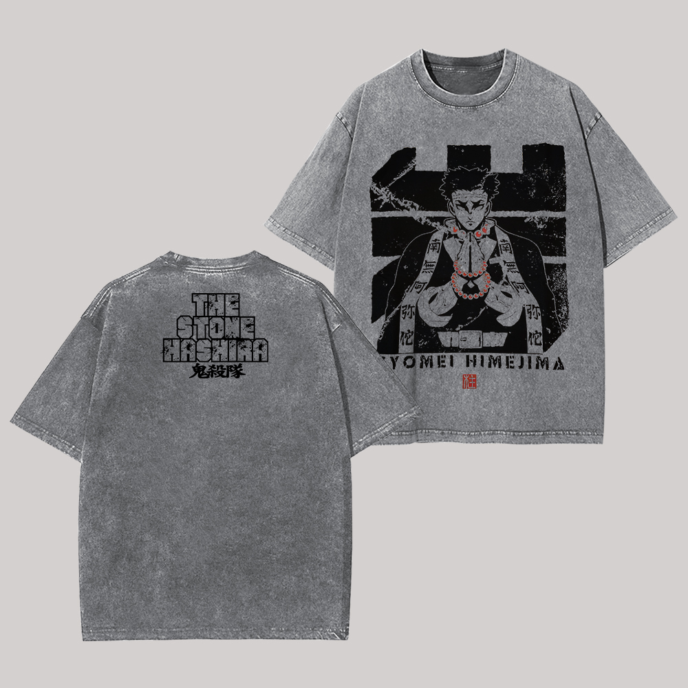 Demon Slayer The Stone Hashira Printed Unisex Washed T-Shirt