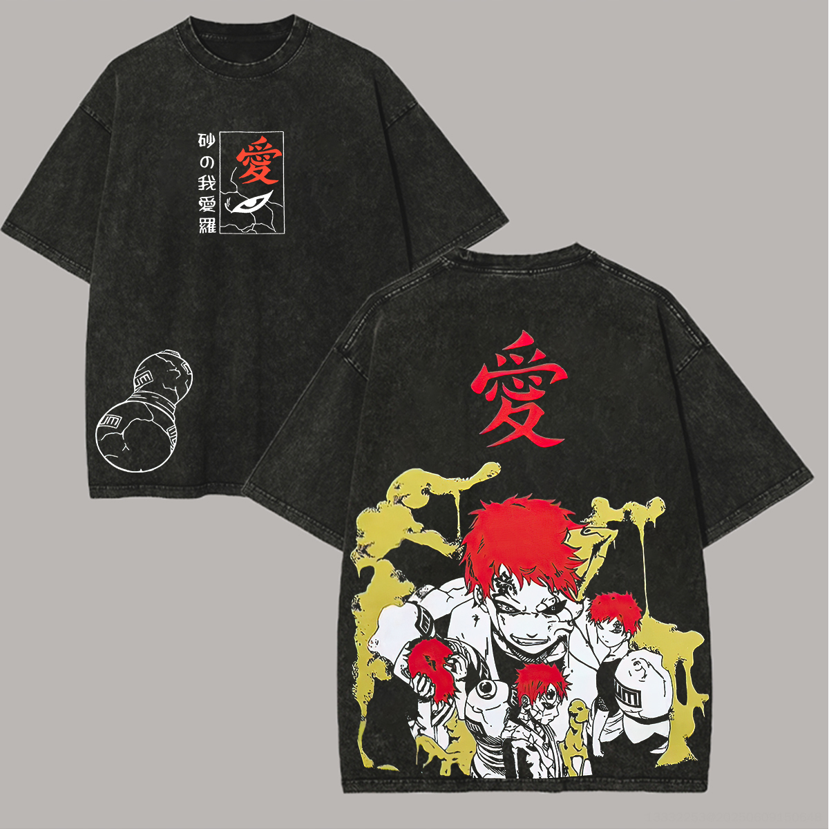 Naruto Gaara Printed Unisex Washed T-Shirt