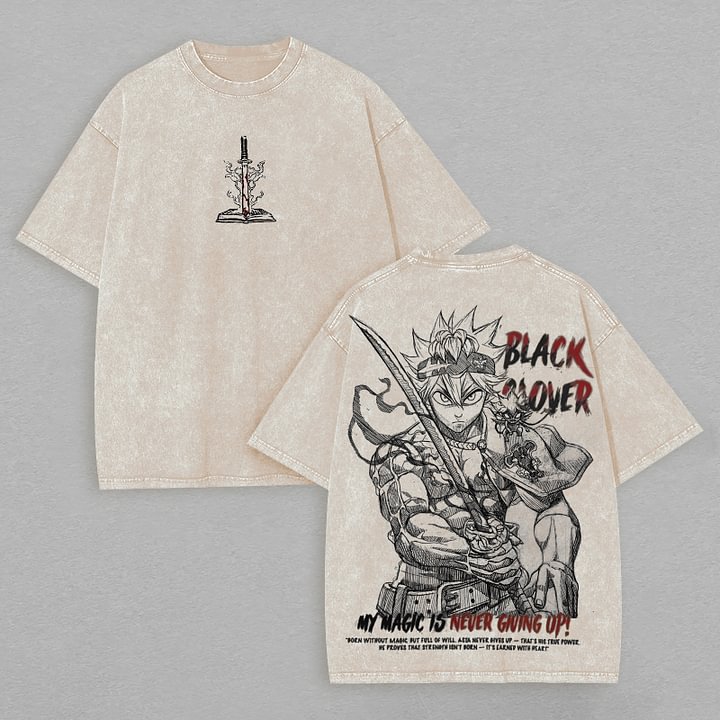 Black Clover Printed Unisex Washed T-shirt