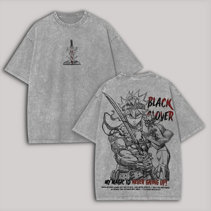 Black Clover Printed Unisex Washed T-shirt
