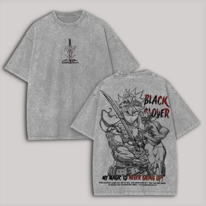 Black Clover Printed Unisex Washed T-shirt