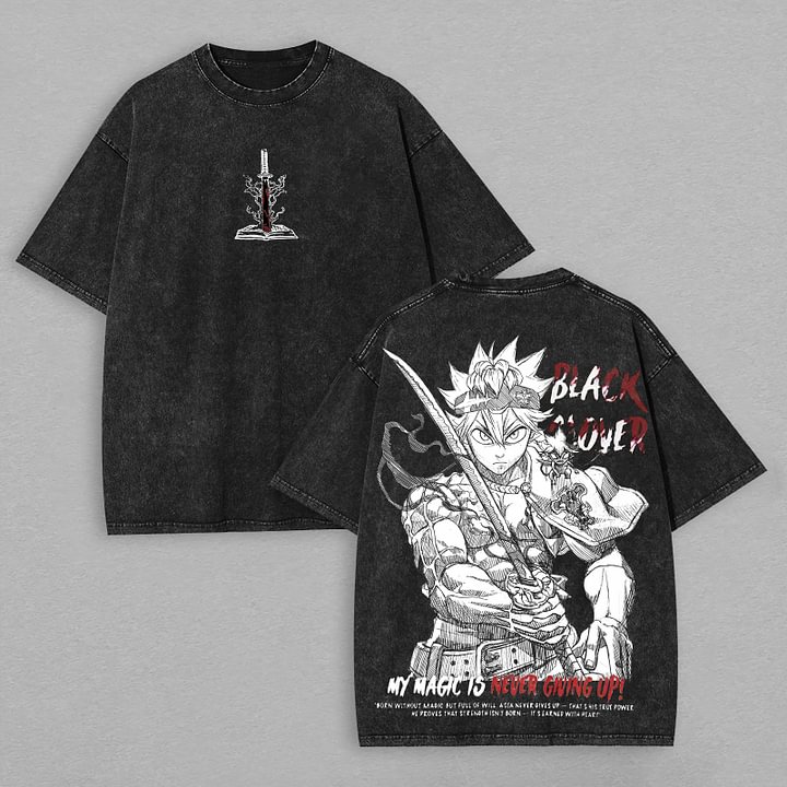 Black Clover Printed Unisex Washed T-shirt