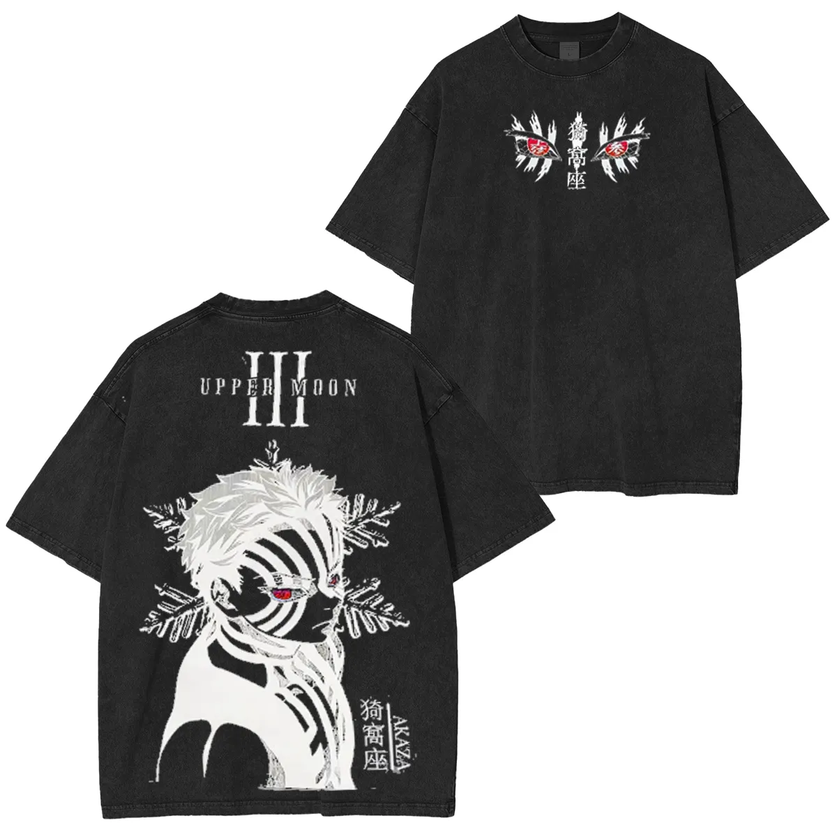 Demon Slayer Akaza Upper Moon Three Unisex Washed T-Shirt