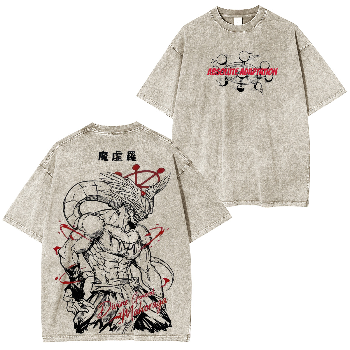 Jujutsu Kaisen Mahoraga Printed Unisex Washed T-Shirt