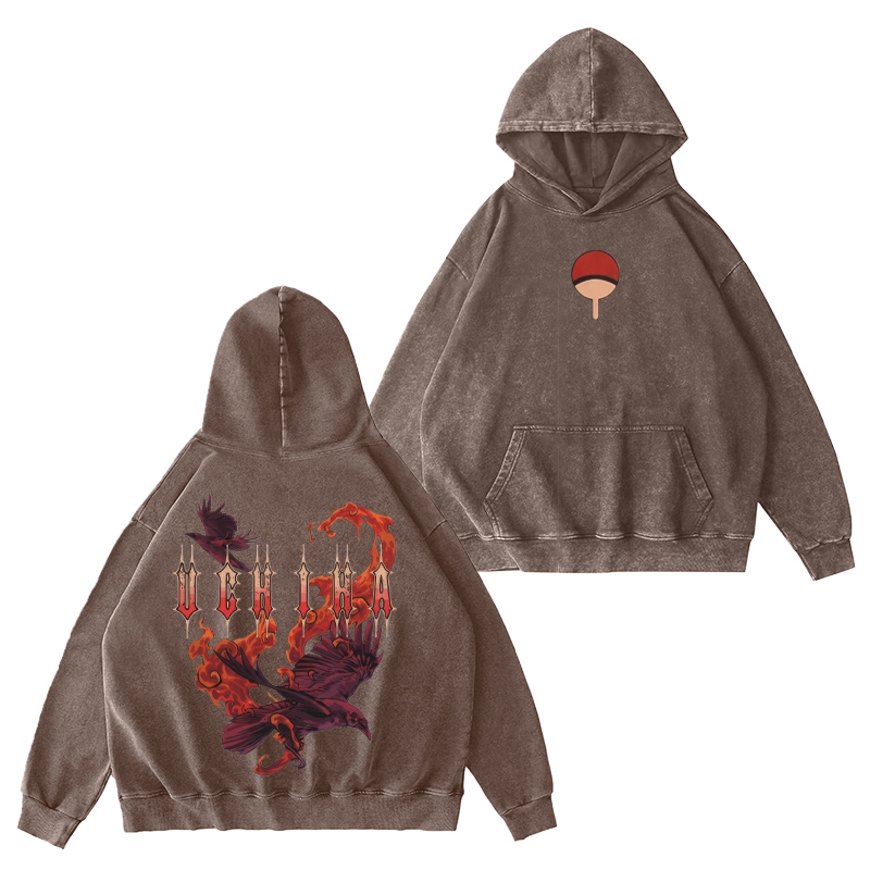 Naruto Uchiha Clan Unisex Washed Hoodie