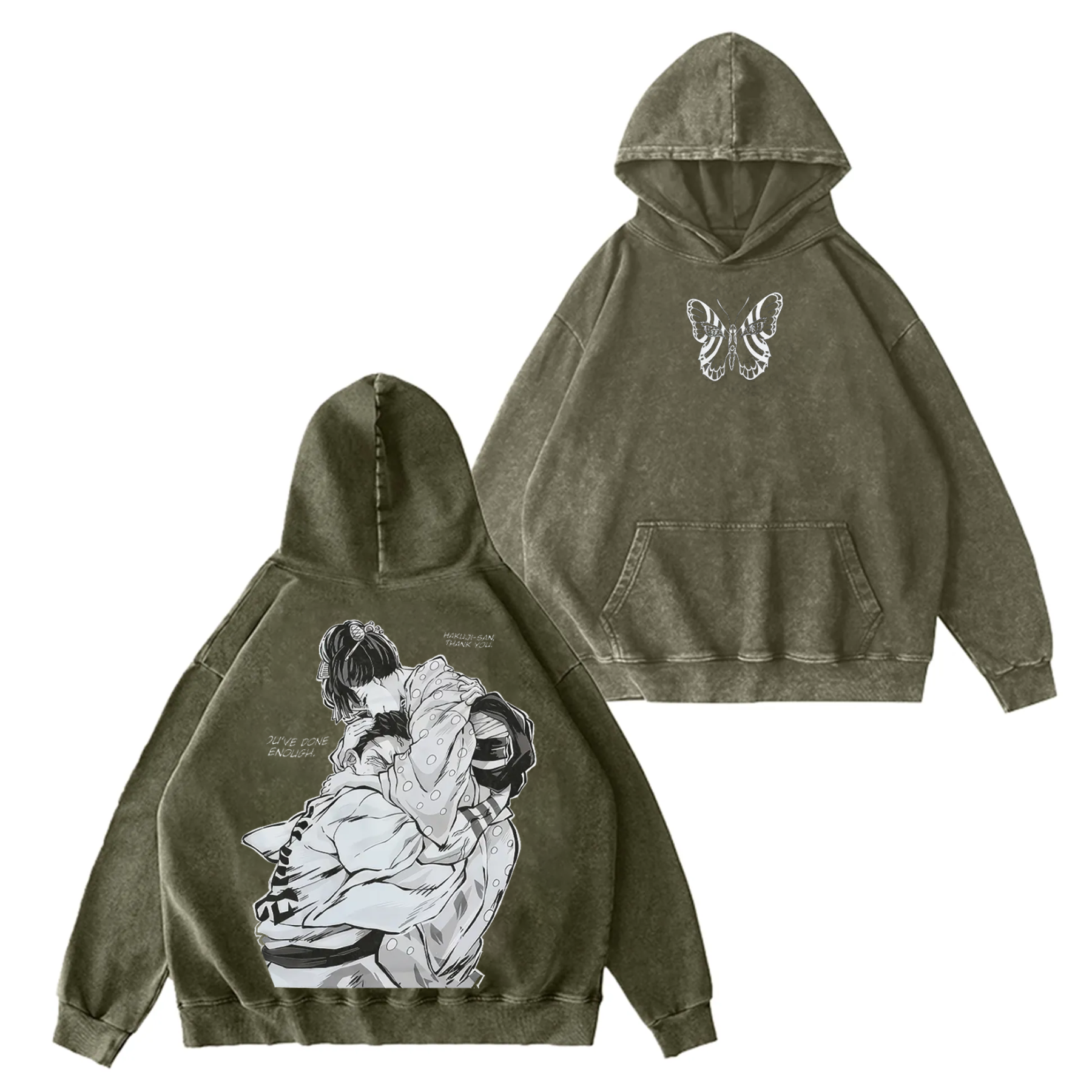Demon Slayer Akaza & koyuki-Unisex Washed Men's Hoodie