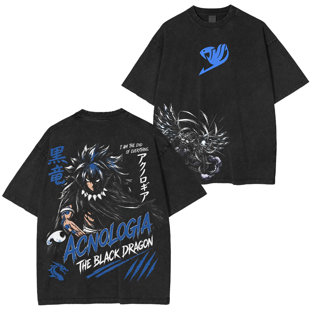 Acnologia the Black Dragon Printed Unisex Washed T-Shirt