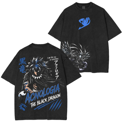 Acnologia the Black Dragon Printed Unisex Washed T-Shirt