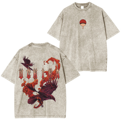 Naruto Uchiha Clan Unisex Washed T-Shirt