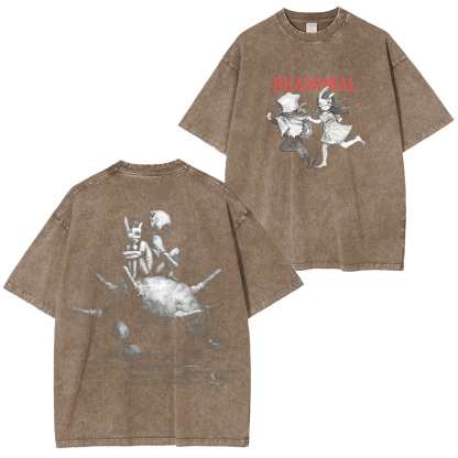 Reanimal The Girl & The Boy Printed Unisex Washed T-Shirt