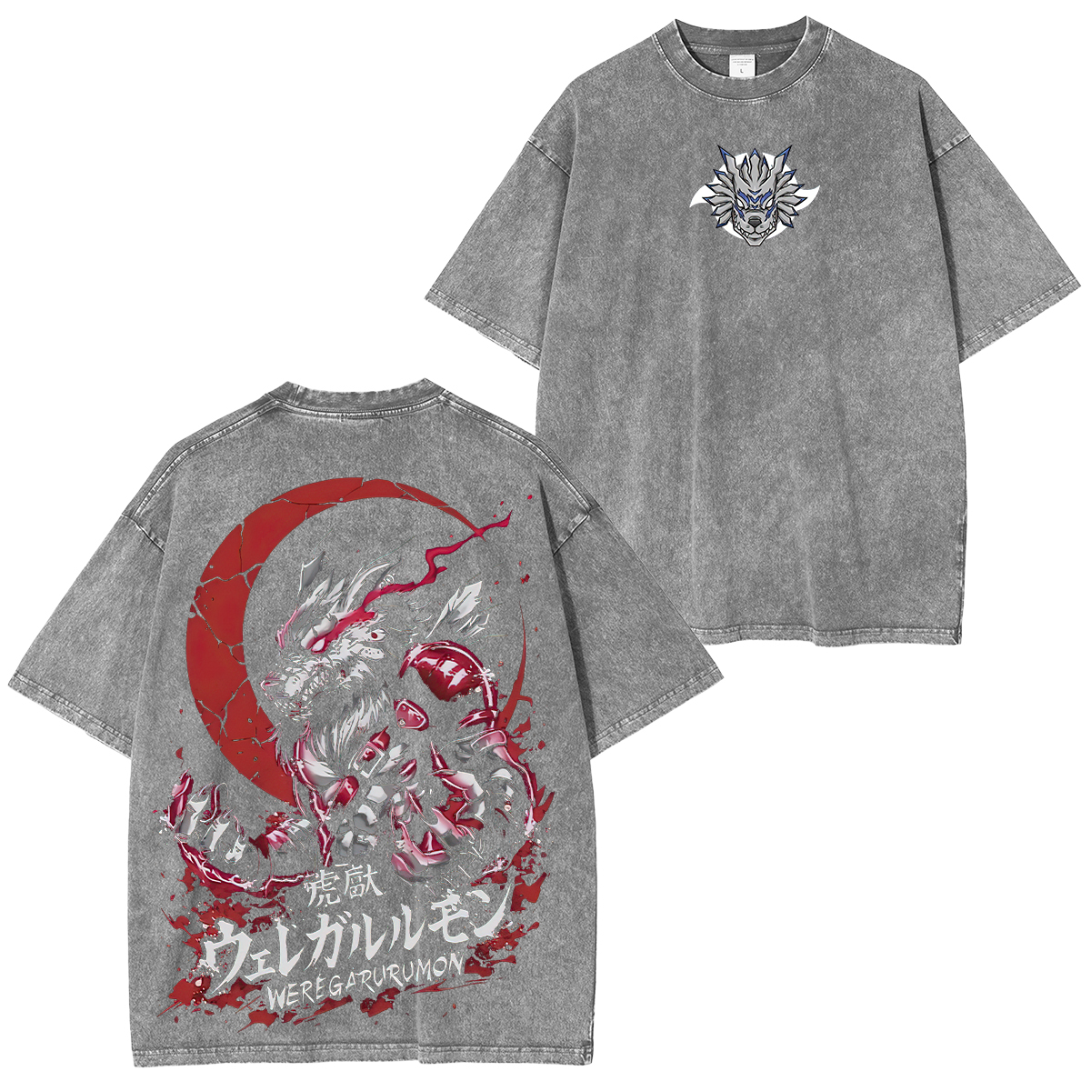 Digital Monster WereGarurumon Printed Unisex Washed T-Shirt