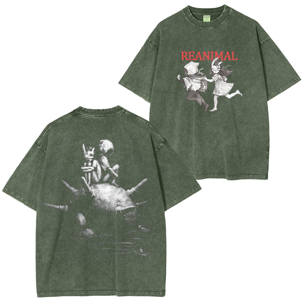Reanimal The Girl & The Boy Printed Unisex Washed T-Shirt