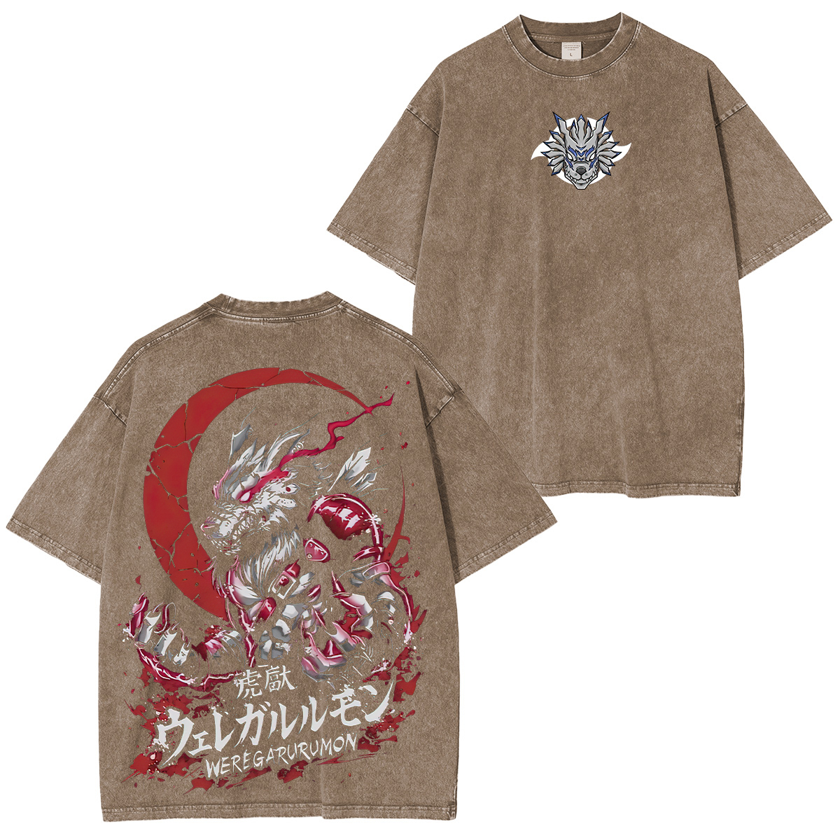 Digital Monster WereGarurumon Printed Unisex Washed T-Shirt